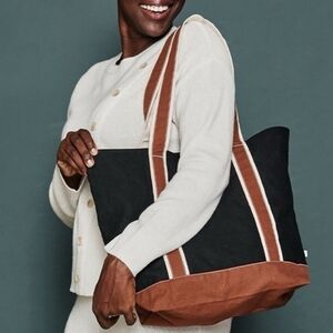 SummerSalt Boho Black and Brown Canvas Tote Bag, Like New!